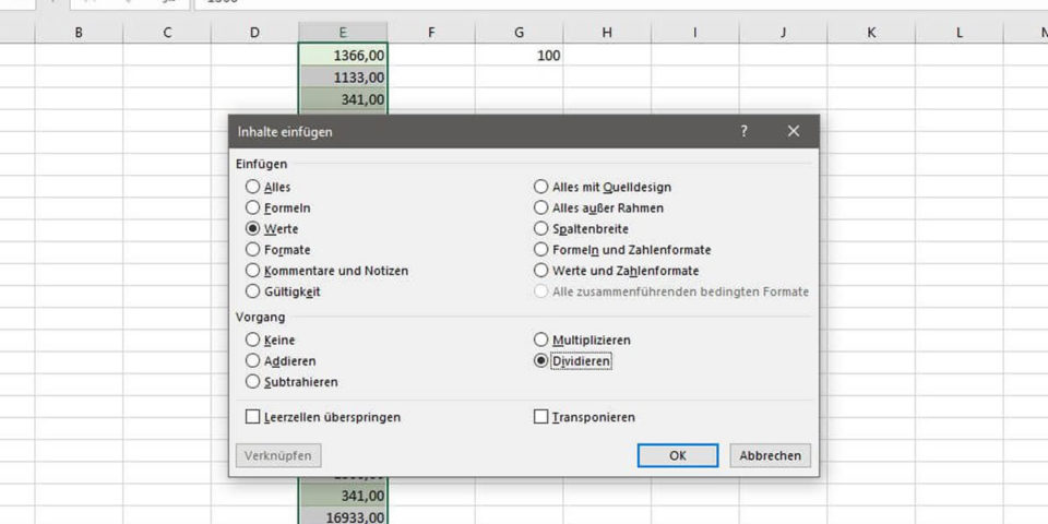 Excel Komma verschieben
