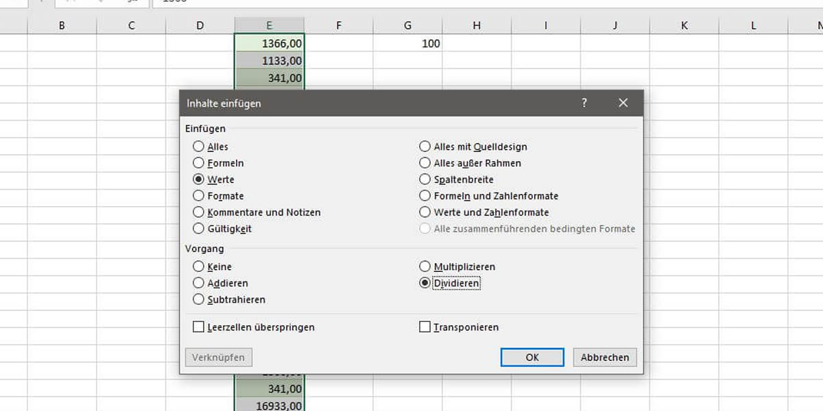 Excel Komma verschieben