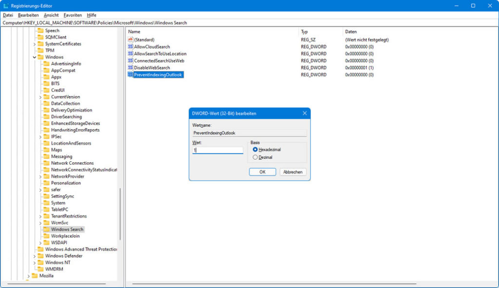 PreventIndexingOutlook