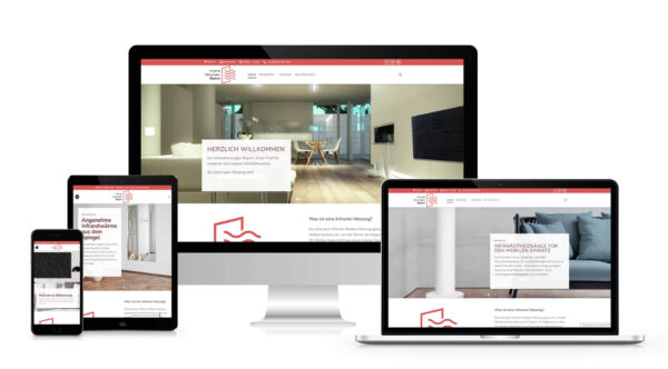WordPress-Website für Infrarotheizungen Bayern auf Desktop, Tablet und Smartphone – Referenzprojekt