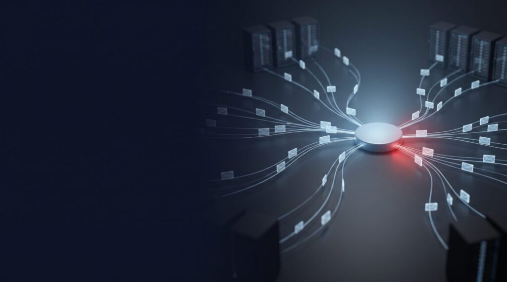 E-Mail-Umschläge laufen zu einer zentralen DMARC-Auswertung zusammen